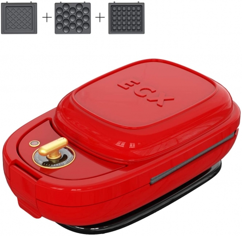 ECX Sandwich Maker, Waffle Maker, Donut Maker, Meatball Grill, 3-in-1 Detachable Non-stick Coating, LED Indicator Lights, Cool Touch Handle, Anti-skid