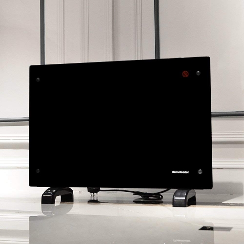 Homeleader Glass Panel Heater, Waterproof Room Space Heater with Free-standing & Wall-mounted Design,1500 Watt Electric Heater, GHB-15A-BLACK